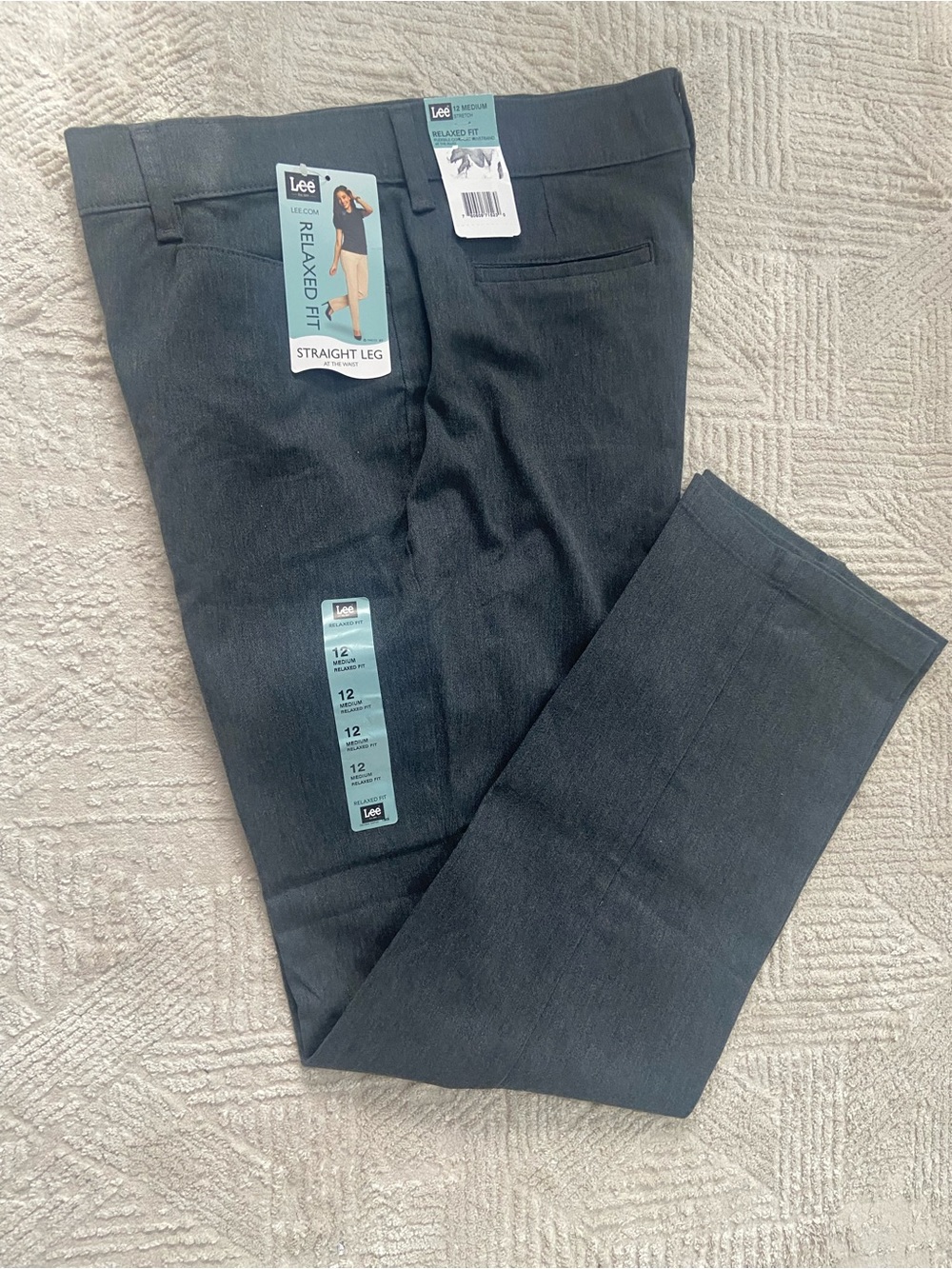 Lee Women’s Straight Leg Pants Size 12M Charcoal Gray Career Office Workwear NWT